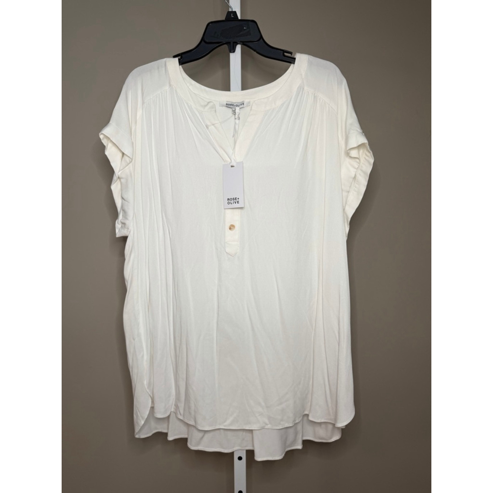 Women's ROSE+OLIVE White Tunic Top Plus Size 1X